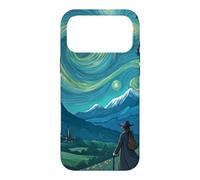 Custodia per iPhone 17 Pro Max Mago errante nel paesaggio di montagne stellate Magic Fantasy