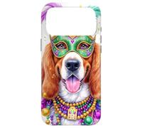 Custodia per iPhone 17 Pro Max Maschera per cani American English Coonhound, perline, modello Mardi Gras