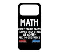 Custodia per iPhone 17 Pro Max Matematica dove i treni viaggiano l'uno verso l'altro divertente amante della matematica