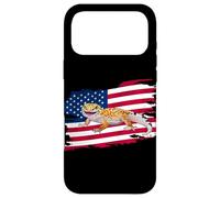 Custodia per iPhone 17 Pro Max Memorial Day USA Flag 4th July Patriotic Leopard Gecko Lover