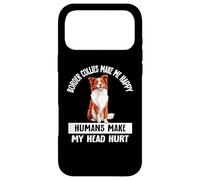 Custodia per iPhone 17 Pro Max Mens Funny Humans Hurt My Head Happy Red Border Collie Lover
