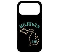 Custodia per iPhone 17 Pro Max Michigan 586 Codice Area Grafico Stato Profilo Regionale Design