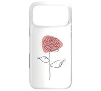 Custodia per iPhone 17 Pro Max Minimalist Floral Rose Flower Line Art in Pink and White