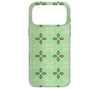 Custodia per iPhone 17 Pro Max Mint and Green Laurel Leaves Cross Petals Rustic Pattern