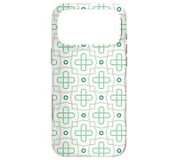 Custodia per iPhone 17 Pro Max Minty Green Crosses Circles Leaves Petals Geometric Pattern