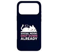 Custodia per iPhone 17 Pro Max Modalità sociale Arresta il meme già introverso della batteria scarica del gatto