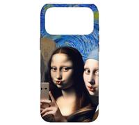Custodia per iPhone 17 Pro Max Monna Lisa Starry Night Girl con un orecchino di perla L'urlo