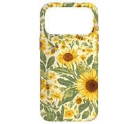 Custodia per iPhone 17 Pro Max Motivo giardino girasole con api, design rustico floreale ape