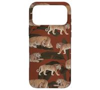 Custodia per iPhone 17 Pro Max Motivo tigre arancione Motivo animale moderno con foglie