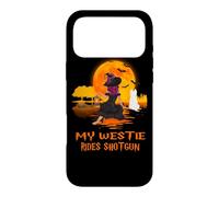 Custodia per iPhone 17 Pro Max My Westie Rides Shotgun Dog Witch Funny Halloween Costume