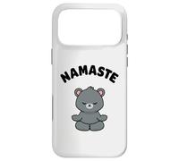 Custodia per iPhone 17 Pro Max Namaste, simpatico orso Kawaii per yoga, senza stress