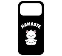 Custodia per iPhone 17 Pro Max Namaste, simpatico orso Kawaii per yoga, senza stress