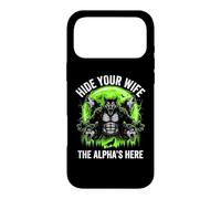 Custodia per iPhone 17 Pro Max Nascondi tua moglie (The Alpha's Here) - Funny Wolf Meme Guys Men