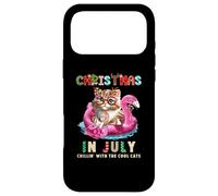 Custodia per iPhone 17 Pro Max Natale a luglio Chillin Cats Flamingo Float Meowy Xmas
