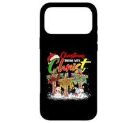 Custodia per iPhone 17 Pro Max Natale inizia con Cristo Pupazzo di neve Cristiano Croce Gesù
