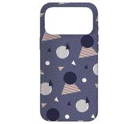 Custodia per iPhone 17 Pro Max Navy Blue Grey Circle Triangle Dots Stripe Retro Pattern