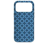 Custodia per iPhone 17 Pro Max Navy Electric Blue Hexagons Links Circle Geometric Pattern