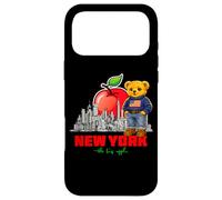 Custodia per iPhone 17 Pro Max New York Big Apple Teddy Bear, Cute NYC City Illustraton Art