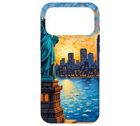 Custodia per iPhone 17 Pro Max New York, statua, di, libertà, retro, arte, skyline, viaggio