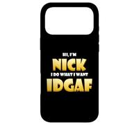 Custodia per iPhone 17 Pro Max Nick Costume IDGAF Meme Personalized First Name Nick Jokes
