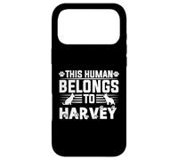 Custodia per iPhone 17 Pro Max Nome del cane Harvey regalo personalizzato This Human Belongs To a