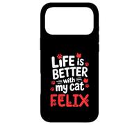 Custodia per iPhone 17 Pro Max Nome gatto Felix La vita è migliore con il mio gatto Felix