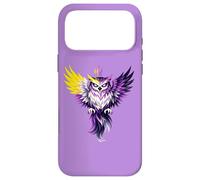 Custodia per iPhone 17 Pro Max Nonbinary Owl Bird Enby NB Pride Flag Colors Tattoo Style