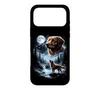 Custodia per iPhone 17 Pro Max Nova Scotia Duck Tolling Retriever che ulula alla luna anni '90