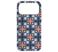 Custodia per iPhone 17 Pro Max Orange Slate Grey Plus Industrial Urban Mosaic Pattern