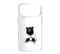 Custodia per iPhone 17 Pro Max Orso Burbero con Caffè Disegno Animale per Chi Ama il Caffè