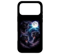 Custodia per iPhone 17 Pro Max Pantere scure sotto la luna piena Vintage Fantasy Lightning