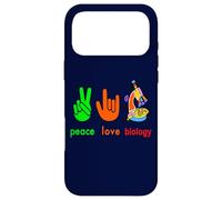 Custodia per iPhone 17 Pro Max Peace Love Biologia Microscopio Divertente Scienza Insegnare Costume