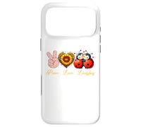Custodia per iPhone 17 Pro Max Peace Love, coccinella, insetti, girasoli, simbolo della pace con mano, cuore