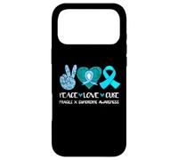Custodia per iPhone 17 Pro Max Peace Love Cure Fragile X Syndrome Consapevolezza Nastro Teal