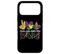 Custodia per iPhone 17 Pro Max Peace Love Mardi Gras Perline da donna Carnival Parade