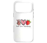 Custodia per iPhone 17 Pro Max Peace Love Strawberry Shirts Farmer Fragole Amante Frutta