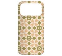 Custodia per iPhone 17 Pro Max Peach Green Olive Khaki Flower Circle Star Folk Art Pattern