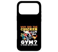 Custodia per iPhone 17 Pro Max Perché il pollo è andato in palestra Pecks divertente gioco di parole di allenamento