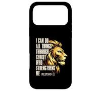 Custodia per iPhone 17 Pro Max Philippians 4:13 Religious Lion Strengthens Christian