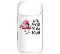 Custodia per iPhone 17 Pro Max Pink Flamingo Drinking Wine Tasting Sips About to Go Down