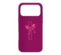 Custodia per iPhone 17 Pro Max Pink Ribbon Cross Breast Cancer Awareness Christian