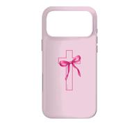 Custodia per iPhone 17 Pro Max Pink Ribbon Cross Breast Cancer Awareness Christian