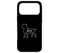 Custodia per iPhone 17 Pro Max Pitbull Love Minimalist Line Art Cane Carino Staffy Bully Razza