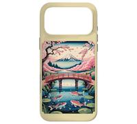 Custodia per iPhone 17 Pro Max Ponte Koi Sakura Monte Fuji Tramonto