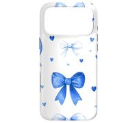 Custodia per iPhone 17 Pro Max Preppy Blue Bow Cute Aesthetic Coquette Bows Ribbon Hearts
