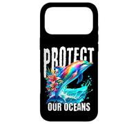 Custodia per iPhone 17 Pro Max Protect Our Oceans Rainbow Dolphin Eco Awareness Art