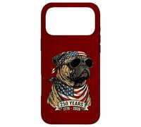 Custodia per iPhone 17 Pro Max Pug Bandiera Americana 250 Anni 1776-2026 Bicentenario USA Cane