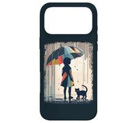Custodia per iPhone 17 Pro Max Ragazza e Gatto Con Ombrello Sotto La Pioggia Amante Gatti