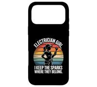 Custodia per iPhone 17 Pro Max Ragazza elettricista I Keep The Sparks Where They Belong