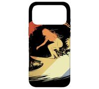 Custodia per iPhone 17 Pro Max Ragazza surfista retrò che cavalca l'onda